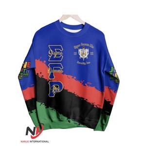 เสื้อกีฬาแขนยาวสีฟ้าของชาวกรีกปักลายสำหรับวิทยาลัยด้วยแถบผ้าสีน้ำเงินเข้ม - Product Image 2