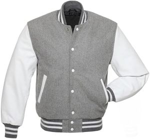 แจ็คเก็ตวาร์ซิตี้แบบสั่งทำพิเศษ กระดุมสองแถว แขนเสื้อหนังแท้ ปักโลโก้ คุณภาพสูง กันน้ำ กันลม - Product Image 1