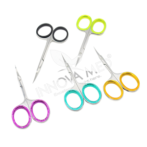 Tijeras profesionales para cutículas, mango colorido Extra afilado, tijeras de manicura de acero inoxidable, tijeras de precisión para uñas con logotipo personalizado - Product Image 1