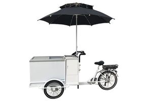 Tricycle électrique de livraison de glaces - Vélo-chariot à caisse ouverte avec congélateur et personnalisation disponible - Idéal pour la vente ambulante - Product Image 3