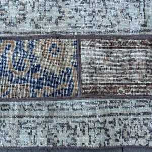 Alfombra Turca de 1.6x8.5 pies, Alfombra Vintage, Alfombra de Lana Ikat Azul - Product Image 5