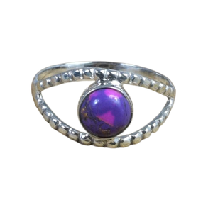 Anillos de promesa de Plata de Ley 925 púrpura para mujer, joyería de cobre turquesa hecha a mano para bodas - Product Image 1