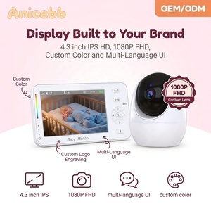 Anicebb Cámara de vigilancia inteligente para bebés con wifi, 1080P, 4,3 pulgadas, IPS, HD, visión nocturna, giro e inclinación 355 °   Aplicación de canciones de cuna con seguimiento de temperatura por IA - Product Image 3