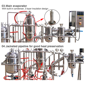 Usine clé en main de distillation moléculaire par film dégivré pour l'extraction botanique et le raffinage d'huiles essentielles - Product Image 6