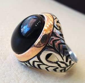 Bague pour homme en argent sterling 925 avec pierre précieuse en onyx noir naturel, pierre de naissance de décembre, cadeau pour la fête des pères, Noël, bijoux en gros - Product Image 4