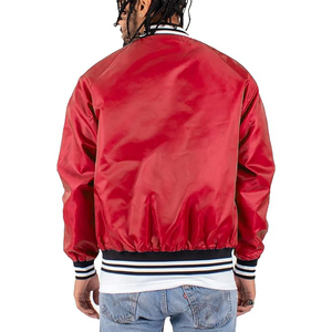 Veste de baseball en satin à fermeture à pression pour homme, couleur unie, violette, vente en gros - Product Image 4