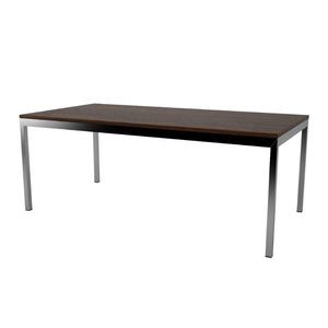 Grande table à manger moderne en teck rustique avec pieds en aluminium et six chaises, ensembles de salle à manger nordiques pour restaurant - Product Image 2