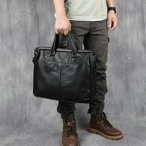 Leather Laptop Messenger Durable Portable Classic Office Shoulder <b>Bag</b> Korean Protective Handle Closure - Product Image 2