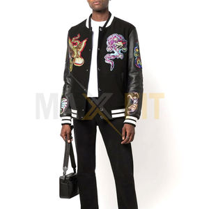 2025 taux de gros professionnel de haute qualité confortable produit Premium Design Unique vestes d'université à manches en cuir - Product Image 2