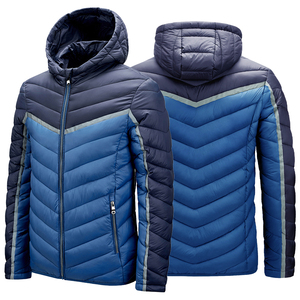 Chaqueta acolchada de trabajo con parches y bordado personalizado para hombre, abrigo de invierno con capucha acolchado grueso y cálido, tela tejida multicolor con tu propio logotipo - Product Image 4