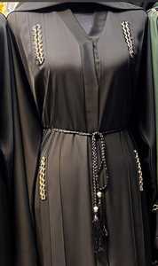 ชุดอาบายามุสลิมสีดำแบบดั้งเดิม2024ดูไบอุปกรณ์เสริมเสื้อผ้าอิสลามคาฟตันสำหรับผู้หญิงทำงานด้วยมือ - Product Image 3