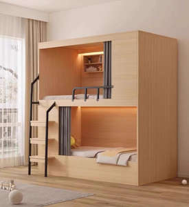 Lit superposé en acier et bois pour <span class=keywords><strong>auberge</strong></span> de jeunesse, dortoir étudiant, école, hôtel et appartement spatial - Product Image 2