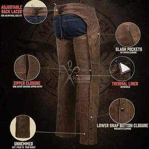Pantalones de Motocicleta para Hombre, Estilo Vintage, Cuero PU Marrón Crazy Horse, Cierre a Presión, Forro Térmico, para Todas las Temporadas, Color Personalizado - Product Image 3
