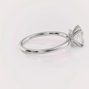 Anillo de Compromiso con Diamante Cultivado en Laboratorio, Corte Radiante, Certificado por IGI, Oro Rosa/Blanco y Amarillo de 9K, Halo Oculto, Anillo de Novia - Product Image 4