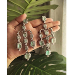 Pendientes de Araña con Diseño Tribal Victoriano, Patrón Geométrico, Colgante de Moda en Cobre y Jade, Estilo Religioso - Product Image 2