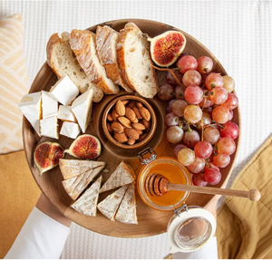 Bandeja de servicio para comida, tabla de queso de Carga inteligente, 2 tamaños M L, redonda, artesanía Tienphong, nuevo diseño - Product Image 1