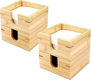 Porte-serviettes carré moderne en bois massif écologique, support à mouchoirs fait à la main pour table à manger et décoration de cuisine - Product Image 4