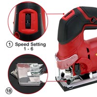 Scie sauteuse de précision professionnelle certifiée GS/CE, 800W, 230V, électrique, à moteur à balais, vitesse variable, course de 25mm, pour le travail du bois et le bricolage