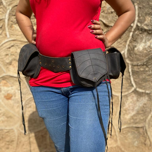 De cuero de bolsillo de cinturón de cadera bolsa de paquete de la cintura de cuero Unisex de la cintura de bolsillo cinturones - Product Image 1