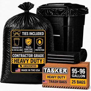 ถุงขยะ Tasker ขนาด 95 แกลลอน สำหรับผู้รับเหมา หนาพิเศษ 2 มิล บรรจุ 25 ใบ สำหรับถังขยะขนาด 96-100 แกลลอน พร้อมเชือกผูก - Product Image 3
