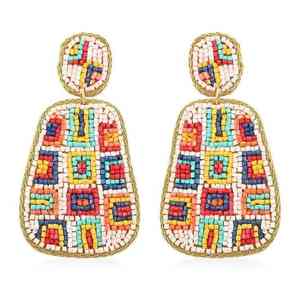 Boucles d'oreilles tendance faites à la main en perles, style bohème, bijoux fantaisie pour femmes à prix avantageux - Product Image 2