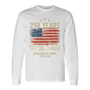 T-Shirt a Maniche Lunghe Tri-Blend per il 250° Anniversario degli USA, T-Shirt Promozionale con Bandiera Americana per 250 Anni - Product Image 1