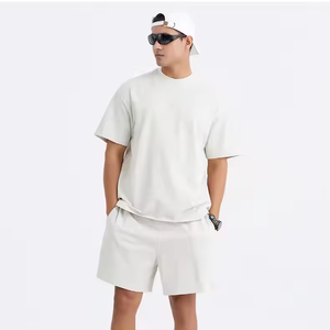 Fabrication de LOGO personnalisé vente en gros ensemble short et chemise pour hommes grande taille ensemble short et chemise d'été vierge surdimensionné pour hommes fitness gym - Product Image 1