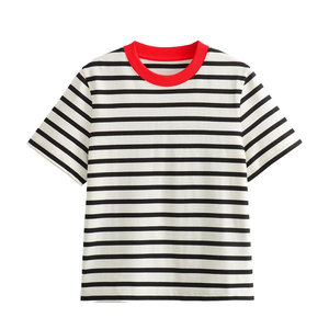 Nouveau style printemps T-shirt décontracté en jean uni à manches courtes pour femme, polyvalent, avec logo personnalisé et impression numérique - Product Image 1