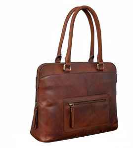 Sac à main pour ordinateur portable en cuir marron pour femmes, écologique, motif bonbon, sac de travail professionnel, sac à bandoulière avec fermeture éclair, mallette - Product Image 3