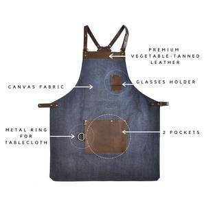 Thickened Wear-Resistant Leather New Canvas Sleeveless <b>Apron</b> Floral <b>Work</b> Clothes for Men Women for Chef Coffee AAA-0027D - Product Image 5