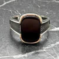 Anillo de Sello Geométrico Moderno para Hombre con Bisel de Plata de Ley 925 y Ónix Negro, Diseño Minimalista de Lujo, Regalo de Turquía