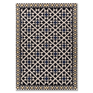 Alfombras Geométricas de Lana Alhambra en Gris y Negro, Tejido Plano para el Hogar, para Pasillo, Rectangulares a Rayas-ADWL-13161 - Product Image 1