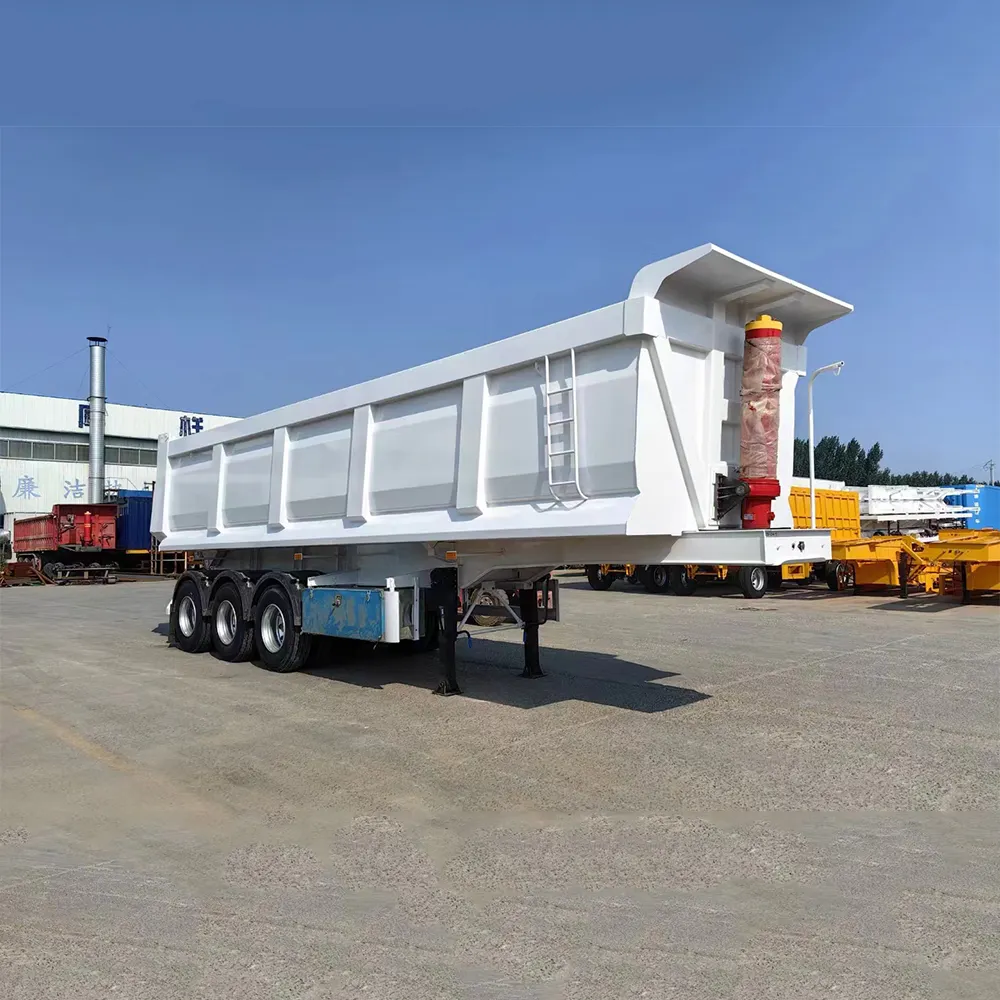 Precio bajo 4 ejes 13 metros volquete lateral camión semirremolque con hidráulico para la venta