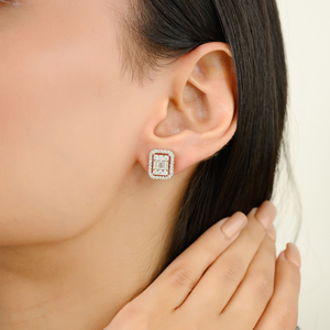 Belles nouveautés pour femmes faites à la main en diamant véritable or blanc boucles d'oreilles concepteur pierre de naissance fournisseur de bijoux - Product Image 2