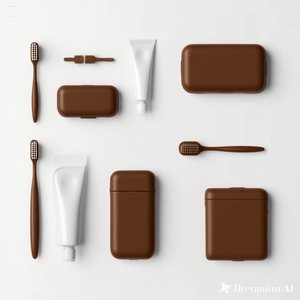Elegante Kit de Cepillo de Dientes para Hotel Marrón | Juego de Cuidado Bucal Minimalista con Pasta de Dientes y Estuche de Viaje 50 Caja - Product Image 3