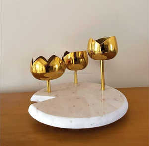 Tendance fait à la main en marbre naturel plateau de service luxe élégant plateau pour cuisine hôtel fête mariage décor en vrac en gros - Product Image 1