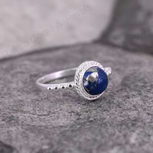 ชุดฝาปิดลูกปัดเงินแท้925ชิ้นทำด้วยมือทำจากหินอัญมณี Lapis Lazuli อัญมณี Jewelry-10mm ละเอียดทำด้วยมือ - Product Image 2
