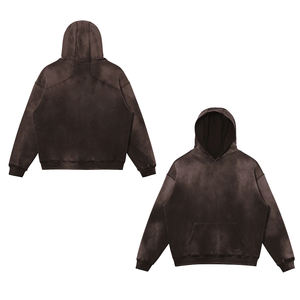 Sweat à capuche pour homme en coton 100% de haute qualité, délavé au soleil, écologique, teinture unie, style unique, logo frontal, col à capuche d'hiver, faible MOQ - Product Image 6
