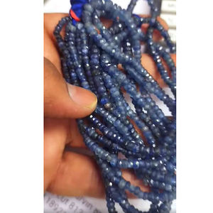 5 brins de saphir bleu naturel 4-5mm perles à facettes Rondelle 376 Ct Lot Iroc ventes 16 pouces de longueur collier de perles de pierres précieuses - Product Image 2