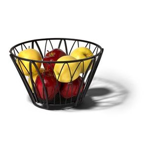 Petit panier à fruits en métal moderne noir avec cadre minimaliste, s'intègre aux intérieurs contemporains tout en contenant des fruits et des légumes - Product Image 1