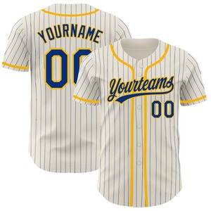 Pakistan Sportswear Industry Maillot de baseball authentique en or à fines rayures royal personnalisé - Product Image 1