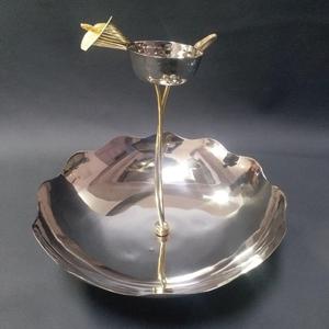 Handcrafted Stainless Steel Branch Design Triple Dish Decorative Serving Bowl Set for <b>Snacks</b> Dips Bowl Nut Bowl Decorative Bowls - Product Image 3