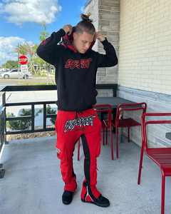 กางเกงวอร์มมีฮู้ดสำหรับผู้ชายกางเกงวอร์มแฟชั่นตามสั่ง500gsm ผ้าฝ้ายบ็อกซี่เฮฟวีเวต100% พิมพ์ลายสกรีน - Product Image 6