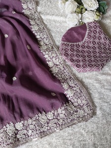 Diseñador indio última exclusiva tela crujiente Saree blusa elegante moda boda fiesta desgaste nupcial mujeres - Product Image 5