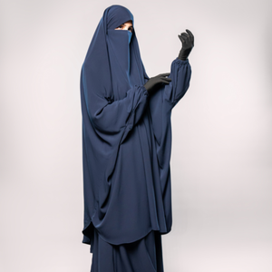 Jilbab modeste en deux pièces pour femmes musulmanes manches élastiques laine pêche tissu droit toutes saisons occasions vêtements fabriqués en usine - Product Image 1