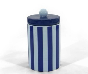 Luxury Striped Ceramic <b>Storage</b> Jar With Lid Airtight Food Safe <b>Container</b> Durable <b>Kitchen</b> Organizer Modern Countertop <b>Storage</b> - Product Image 1