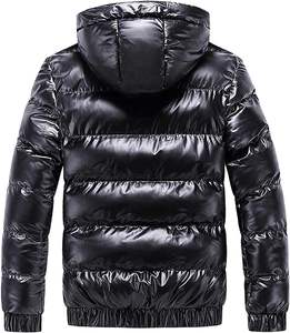 Parka cálida de invierno negra para hombre, chaqueta impermeable acolchada con capucha, abrigo de esquí plegable, decoración de piel con efecto de burbuja brillante - Product Image 1