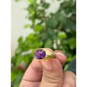Bague en argent 925 avec améthyste naturelle et technologie d'incrustation à sertissage clos - Product Image 2