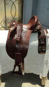 Cuir teint par tambour de selle de Stock australien le plus vendu avec klaxon en cuir de harnais de montage complet pour l'équitation - Product Image 5