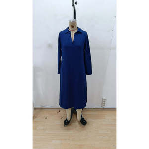 Robe midi en viscose à col et manches longues pour femme, 28778 - Bleu marine - Product Image 4